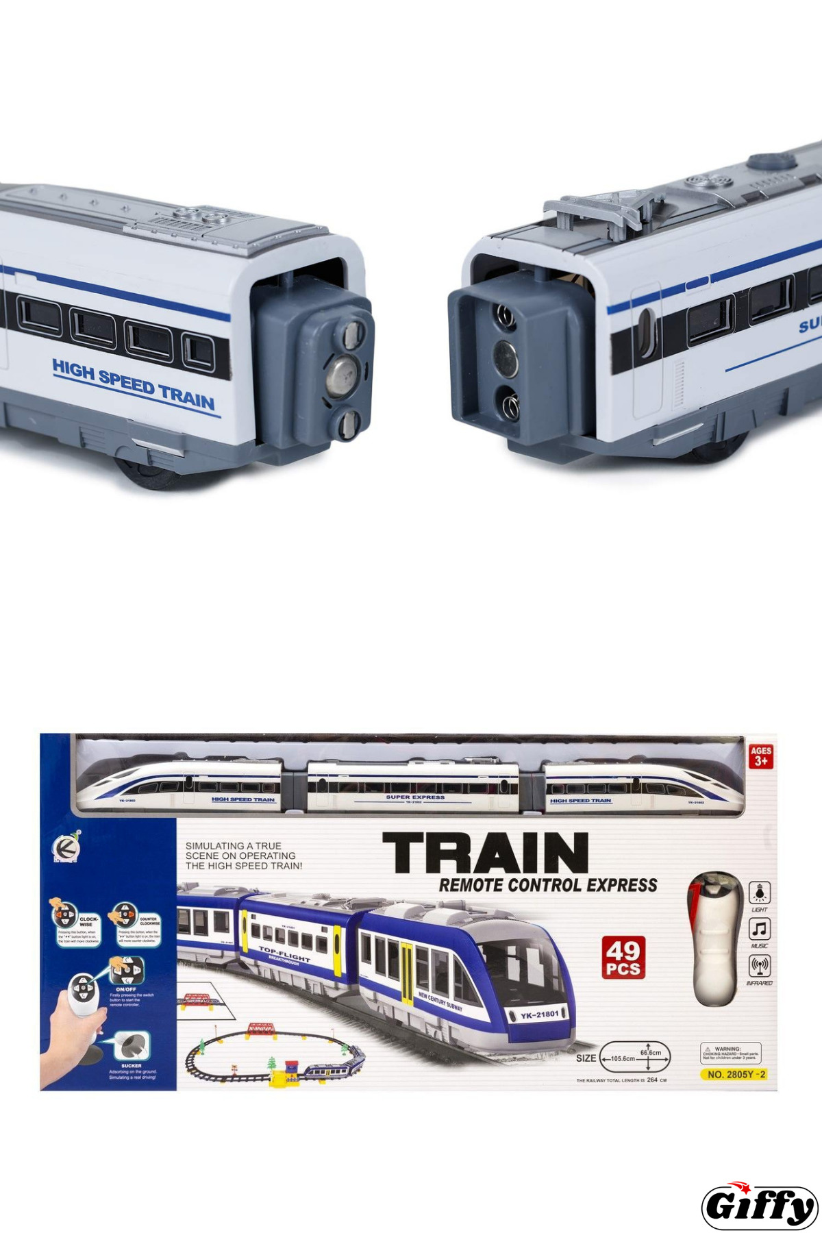 giffy Uzaktan Kumandalı Tren Sesli Işıklı Pilli Mıknatıs