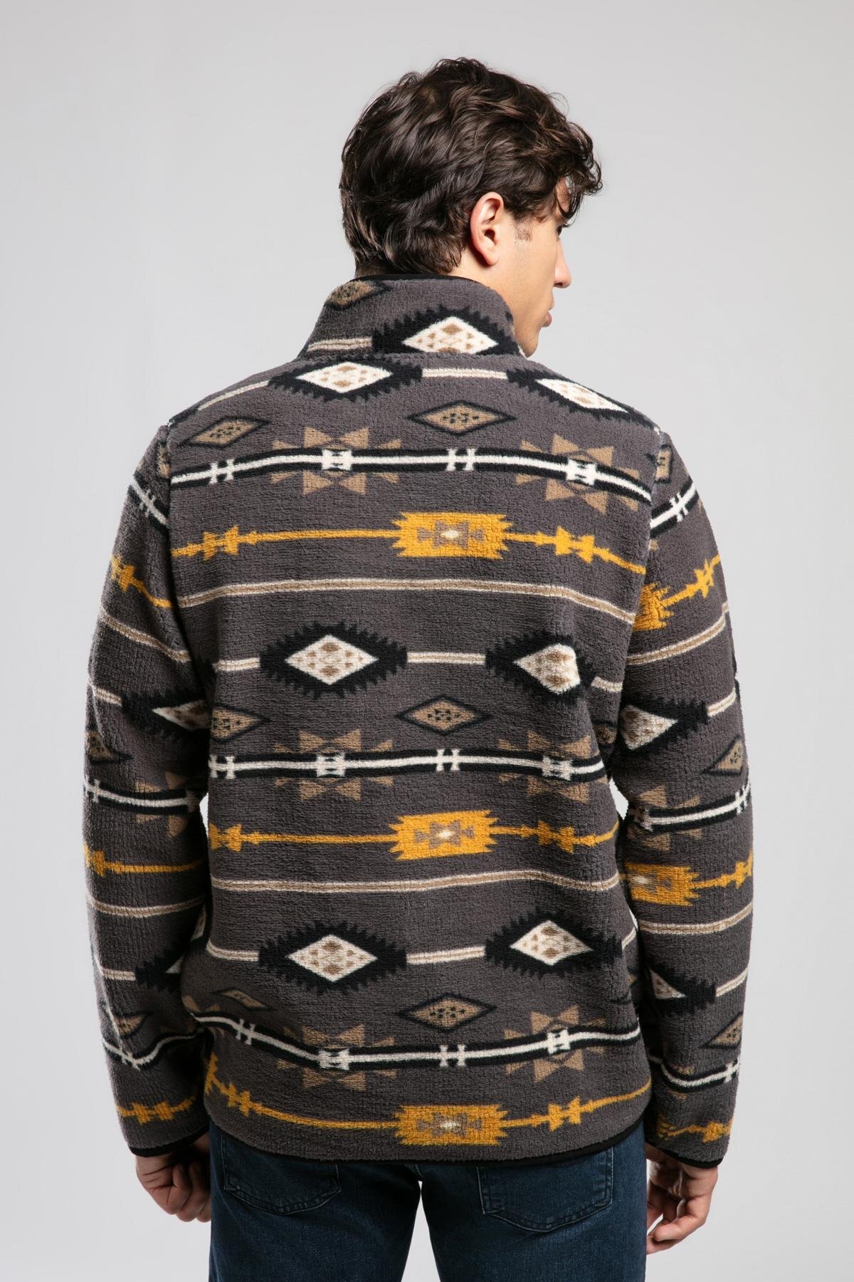 Lee Cooper  Folks Erkek Dik Yaka Fermuarli Sweatshirt Gri - Görsel 3