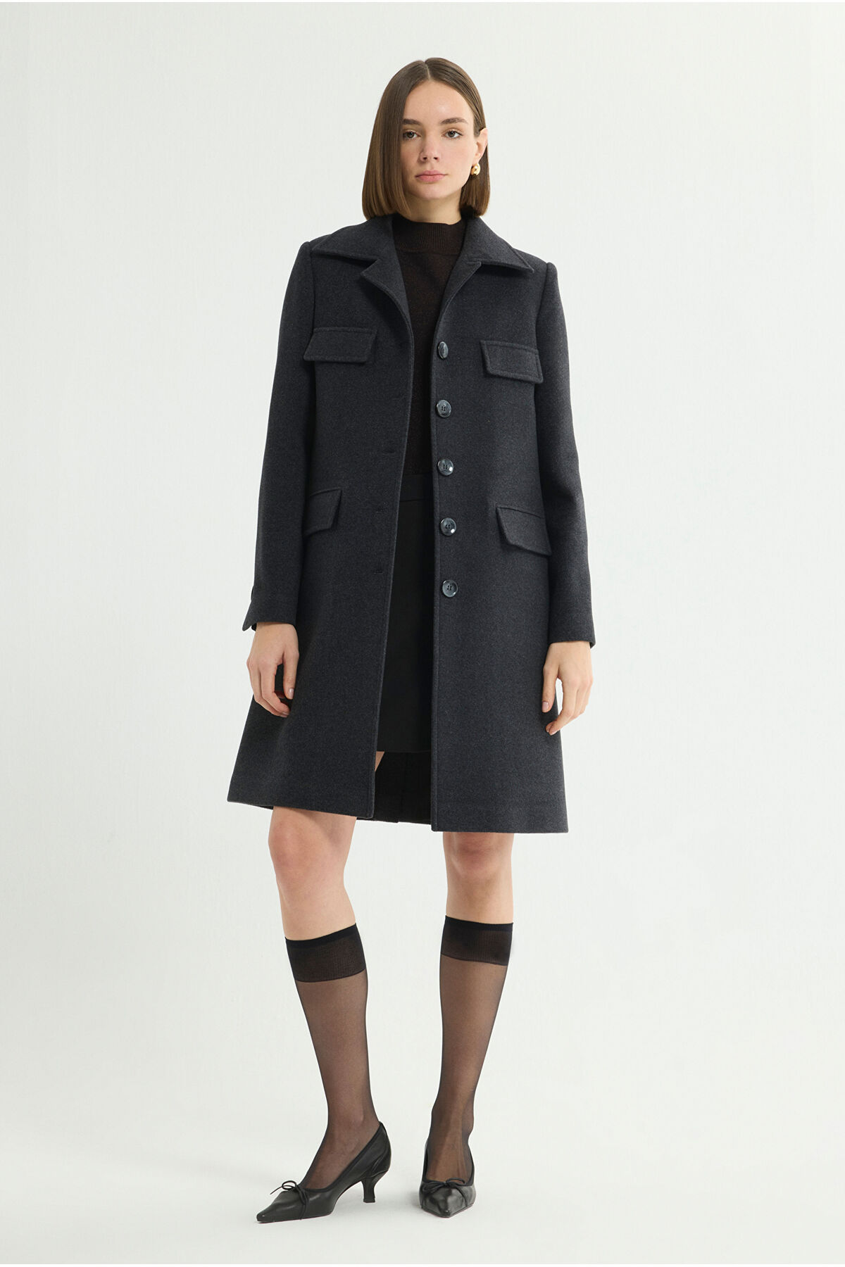 Love My Body  Cep Detaylı Kaban - Görsel 3