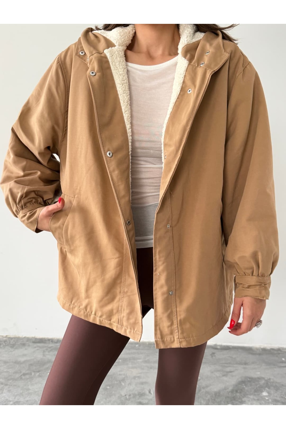 mydukkan.co  Kapüşonlu İçi Peluş Mont - Görsel 3