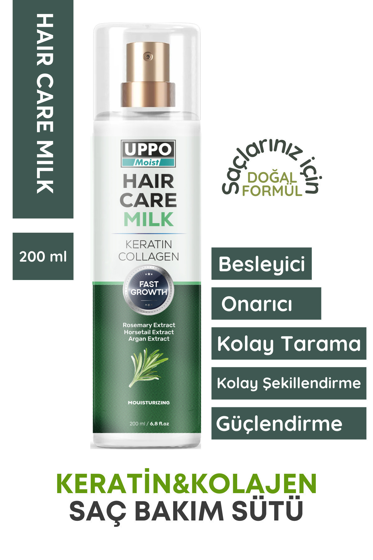 Saç sütü Argan yağı ve badem yağı kolejen keratin saç ısı koruyucu saç bakım spreyi — 648348484838 — تصویر 3 از 6