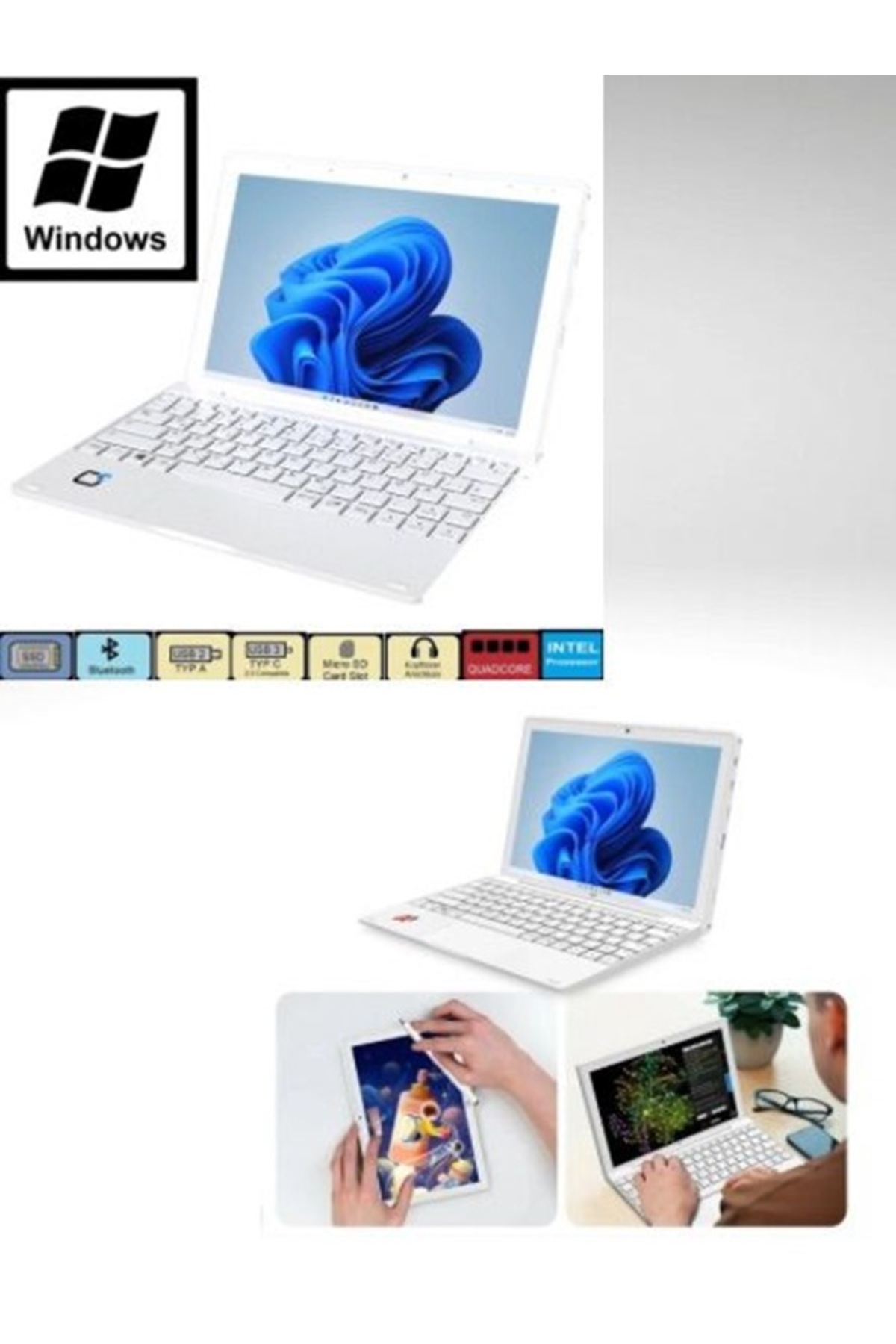 FOSILTECH Mıknatıslı Klavyeli Windows Tablet PC – 8GB RAM – 128GB