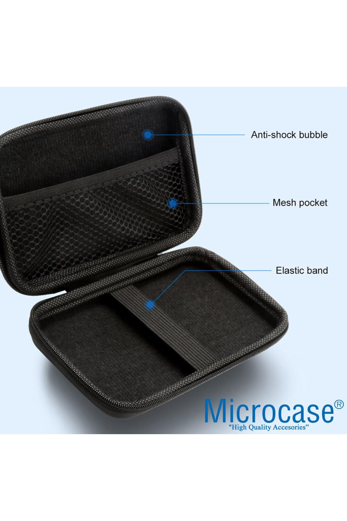 Microcase 2in1 Set 2.5 inch Hard Disk Çantası + Geniş Kişisel Eşya