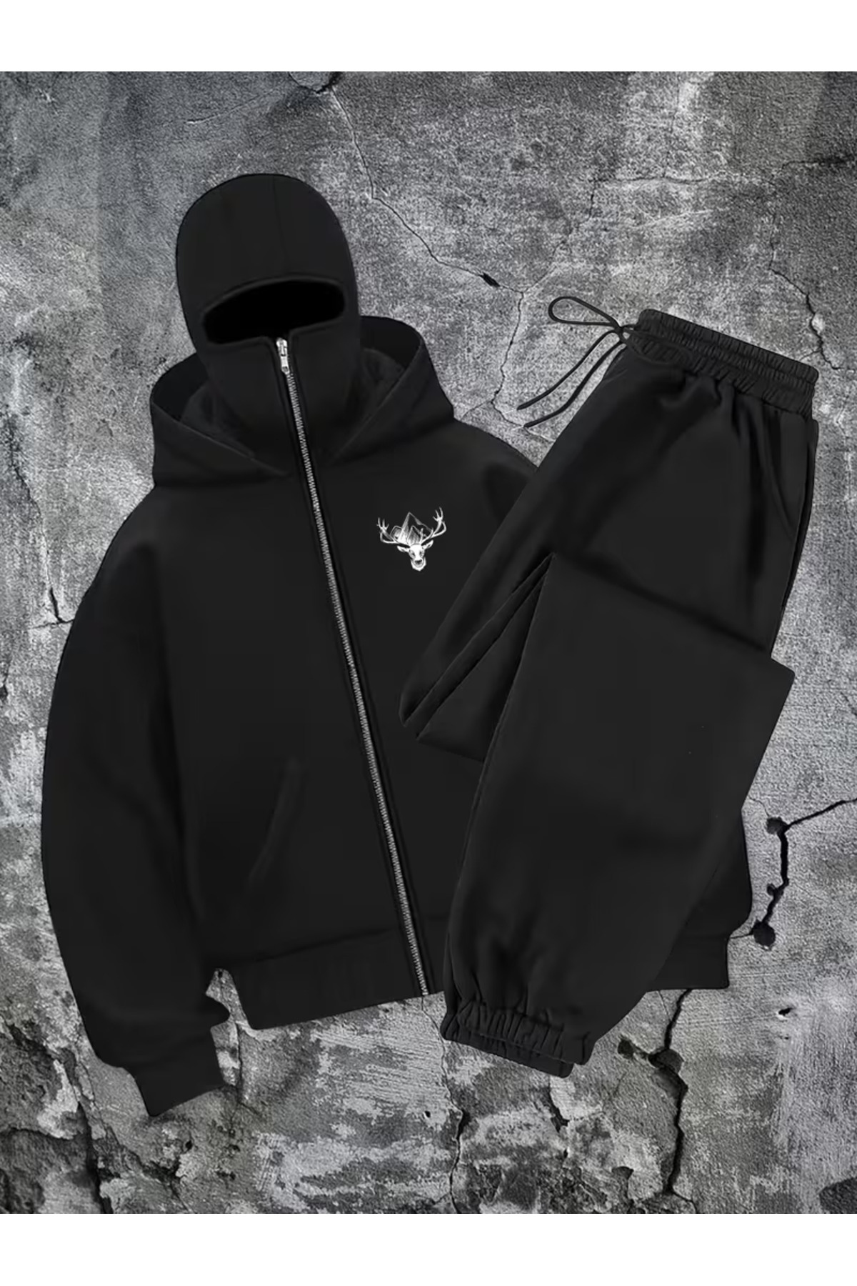 طقم ترنج Unisex Deer بطبعة قناع مبطن صوف ثلاثي الخيوط