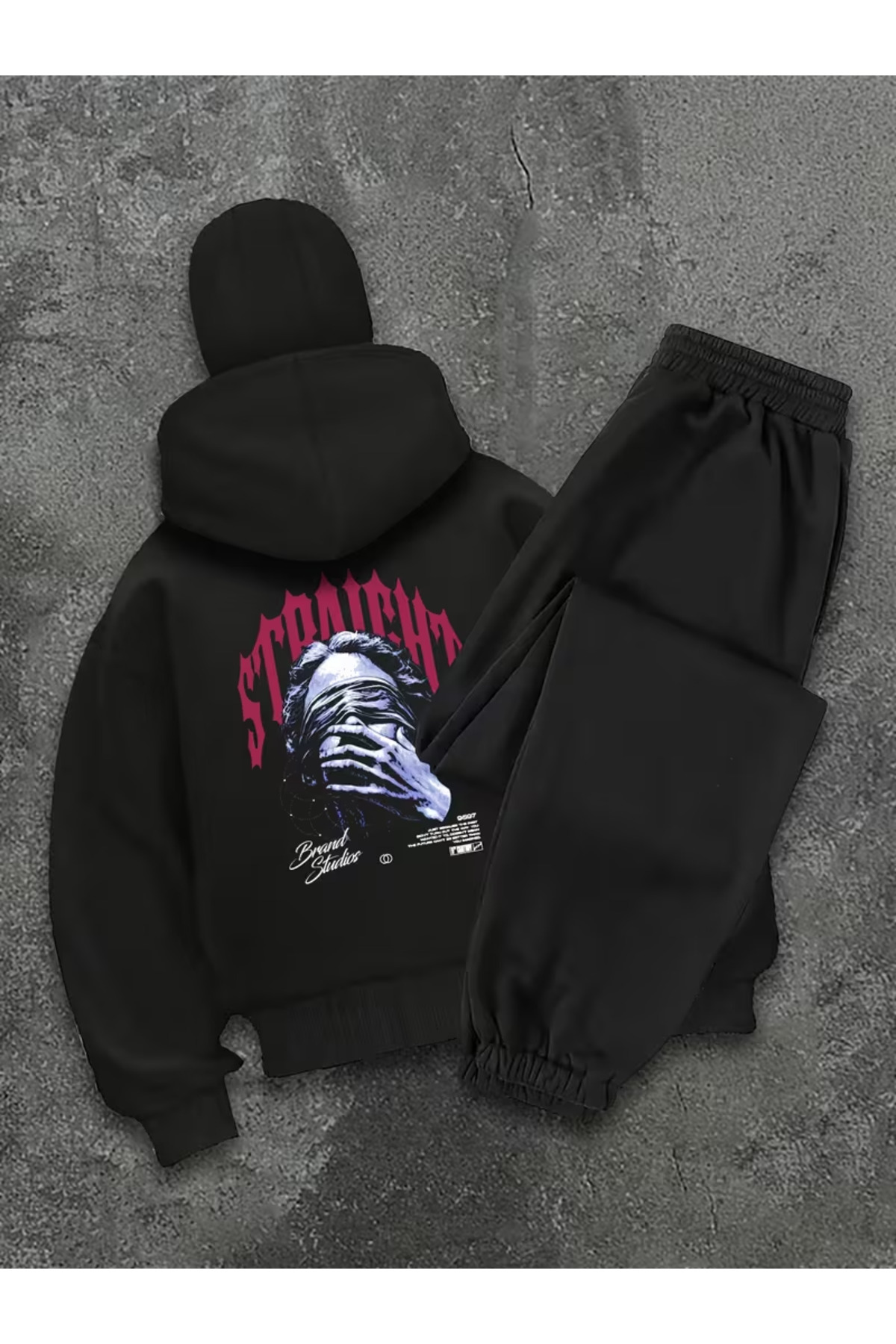 طقم ترنج للجنسين Street Art مطبوع بغطاء للوجه مبطن من 3 خيوط