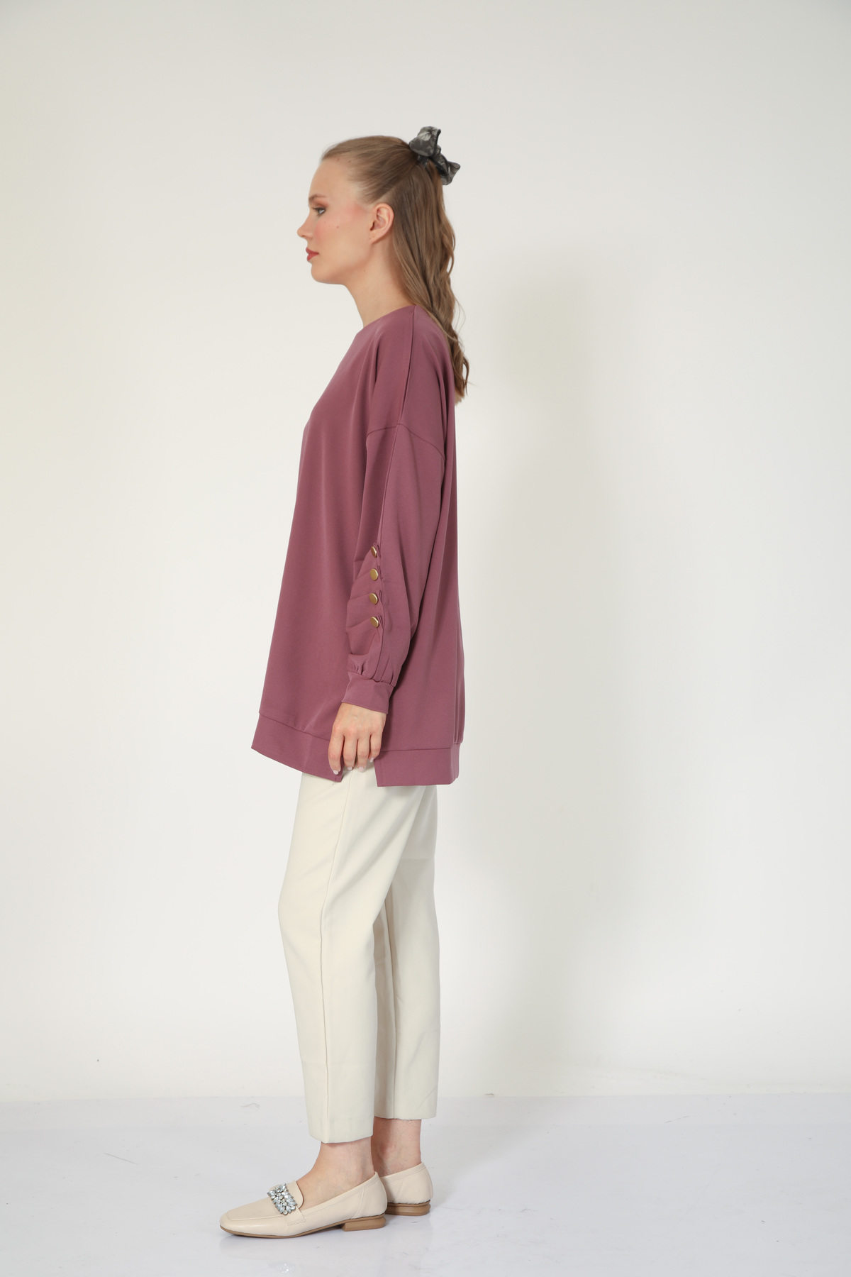 My City  5633 - Rahat, Salaş Basic Kadın Uzun Sweatshirt - Görsel 7