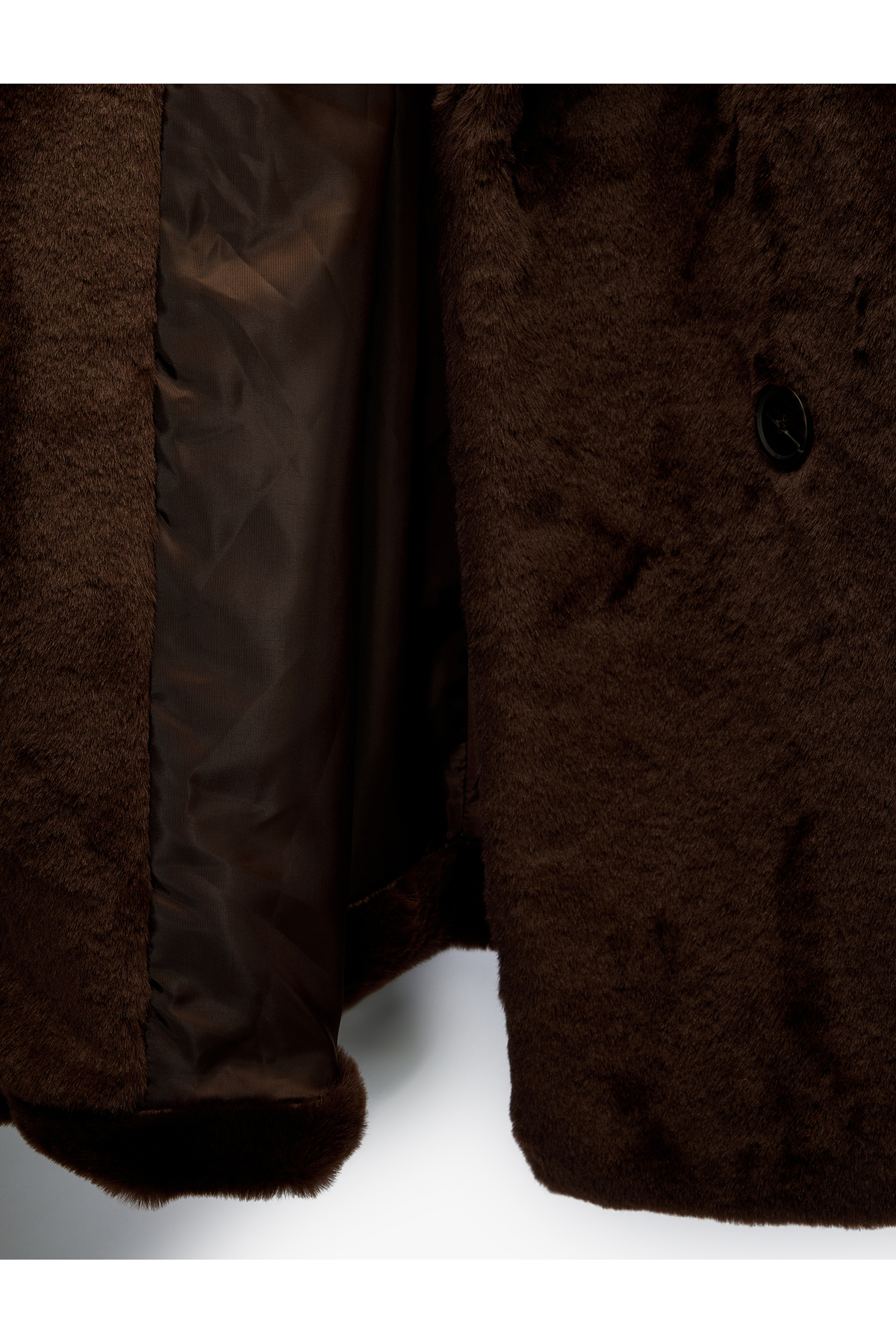 Koton  Suni Kürk Kaban Kruvaze Düğmeli Uzun Kollu Cepli - Görsel 4