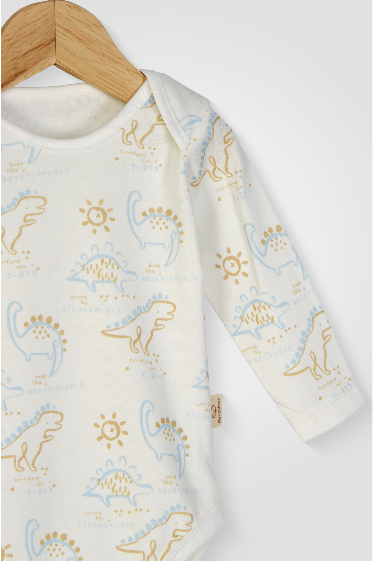 Mini Cotton %100 Pamuk Erkek Bebek Body 2’li Set Uzun Kollu Dinazor Baskılı Çıtçıtlı Zıbın fotoğrafı 3 (önizleme)