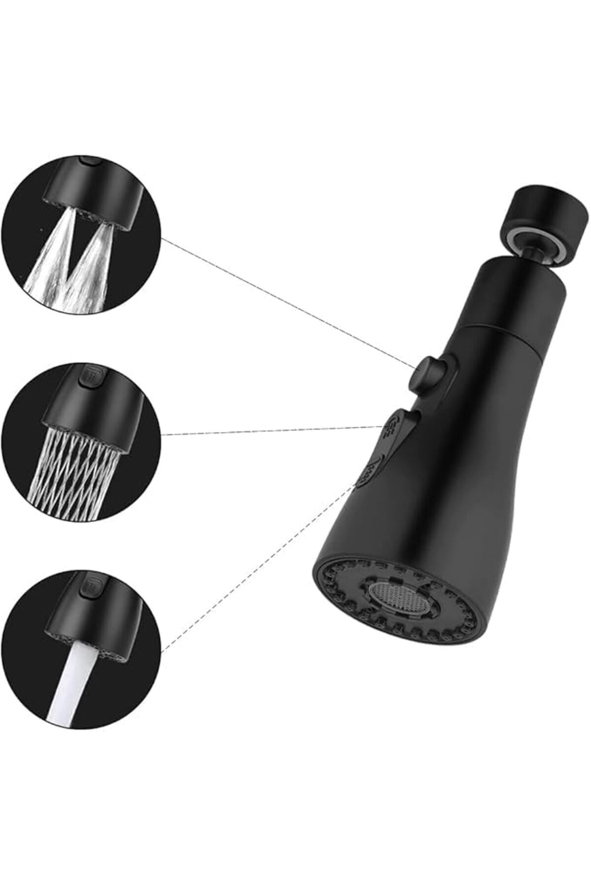 Yıldızan Musluk, yedek duş başlığı, 360° döndürülebilir, 3 mod, döndürülebilir musluk, başlık, mutfak armatür