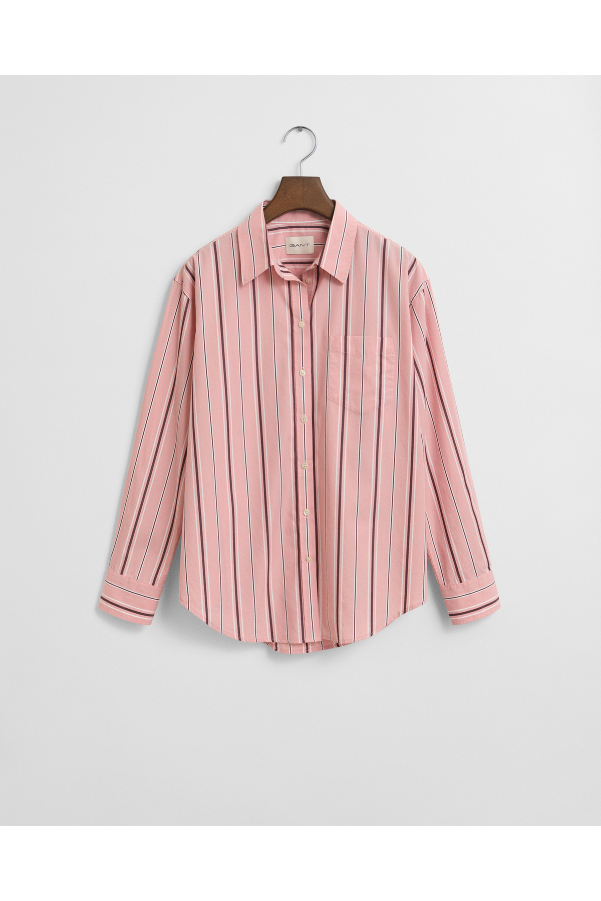 Gant  Kadın Pembe Relaxed Fit Klasik Yaka Çizgili Gömlek - Görsel 4