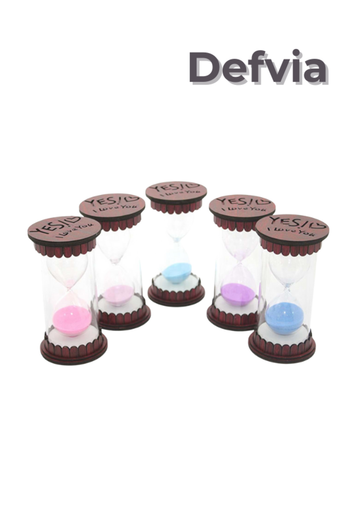 Defvia Ahşap Gövdeli Dekoratif Kum Saati 17×9 cm Hediyelik