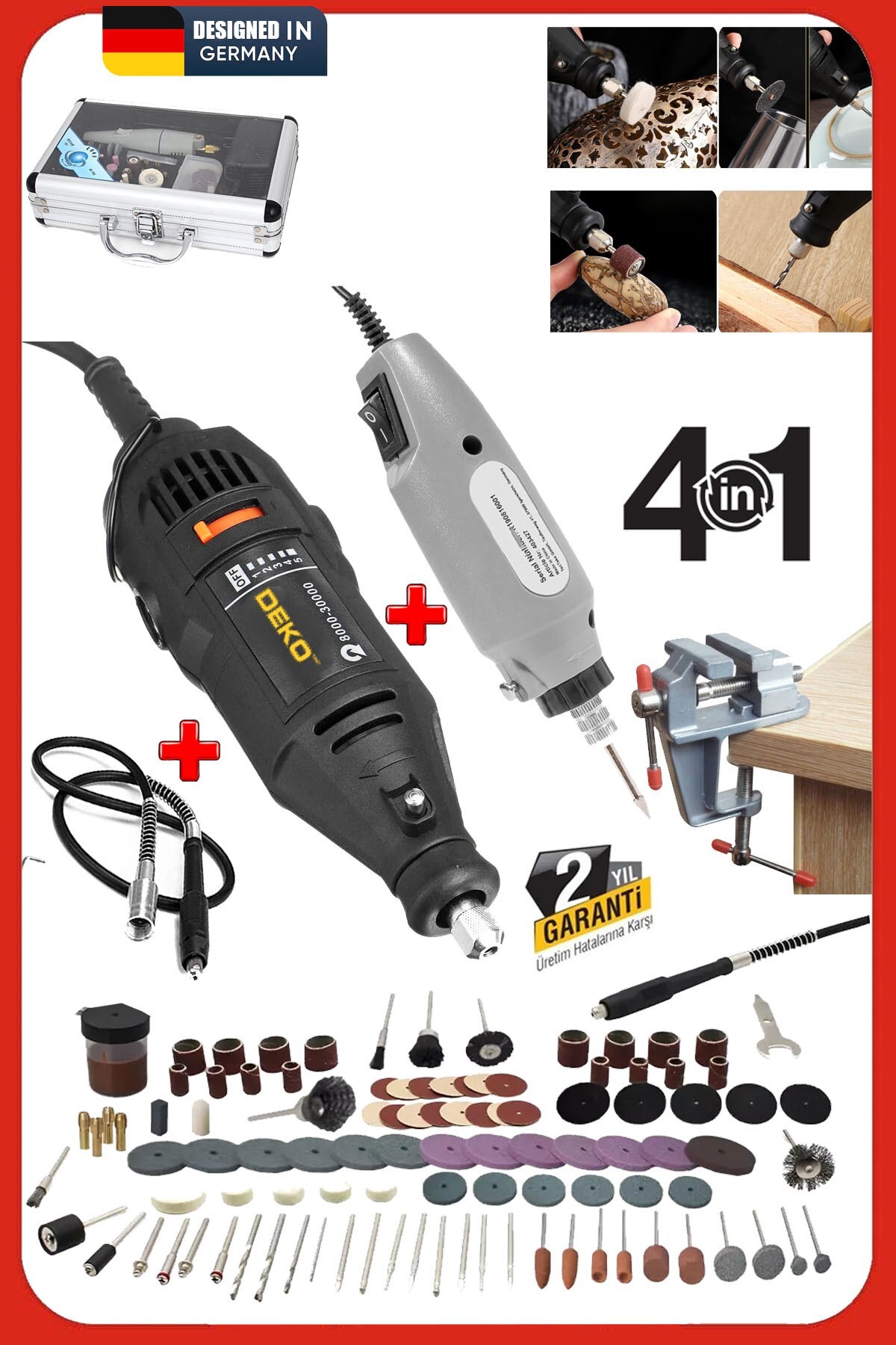 DEKO TURKEY Hobi Usta Seti 500W 362 Parça Gravür Taşlama Zımpara