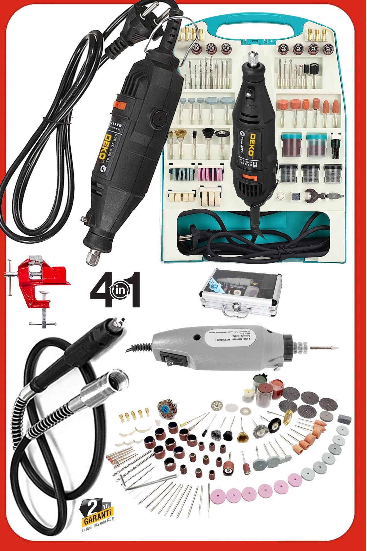 DEKO TURKEY Hobi Usta Seti 500W 362 Parça Gravür Taşlama Zımpara
