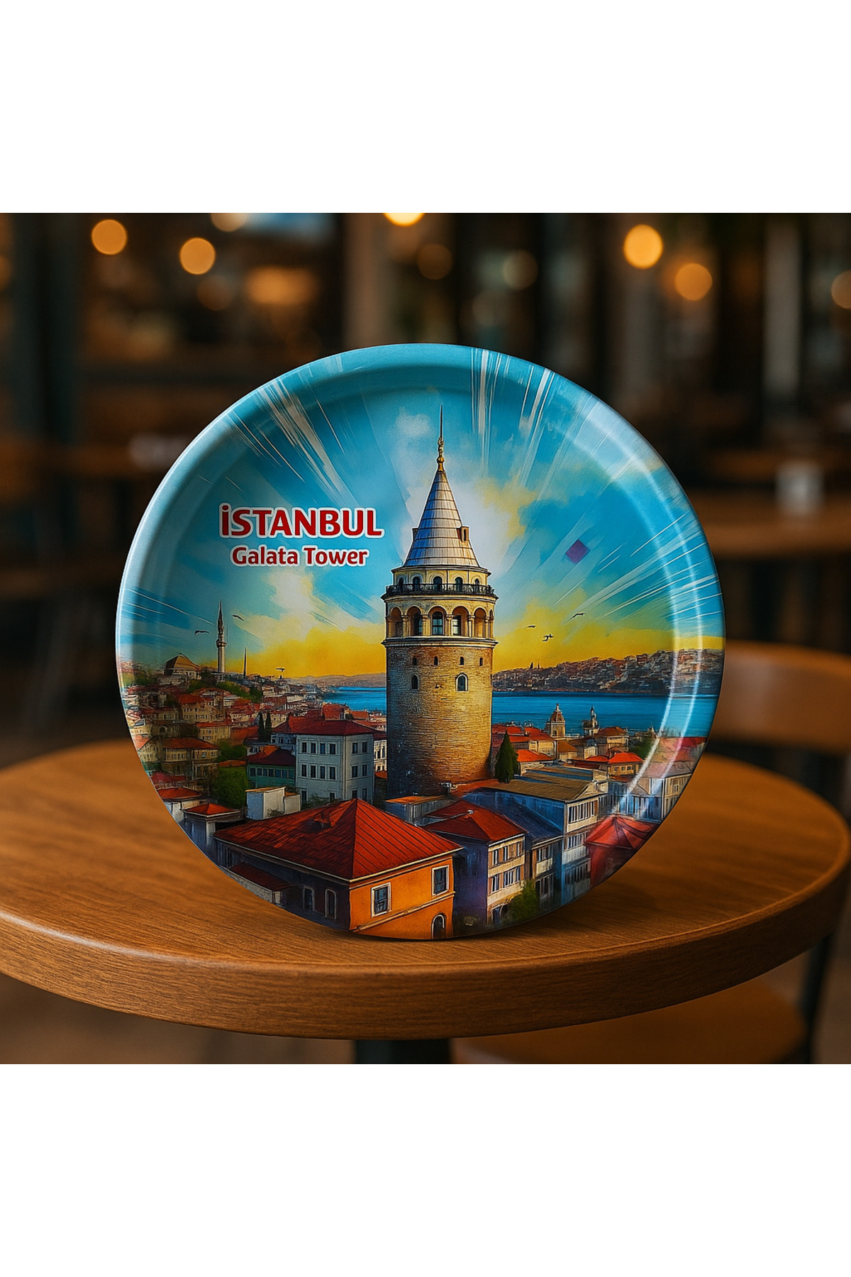 ATAGİFT HEDİYELİK İstanbul Galata Kulesi Desenli Metal Servis