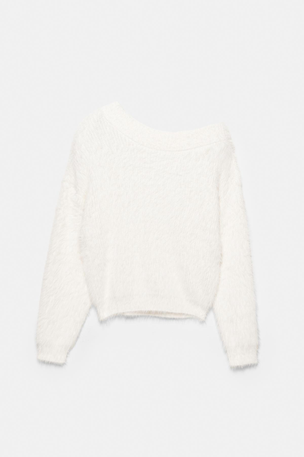 Pull & Bear  Asimetrik suni kürk kazak - Görsel 5