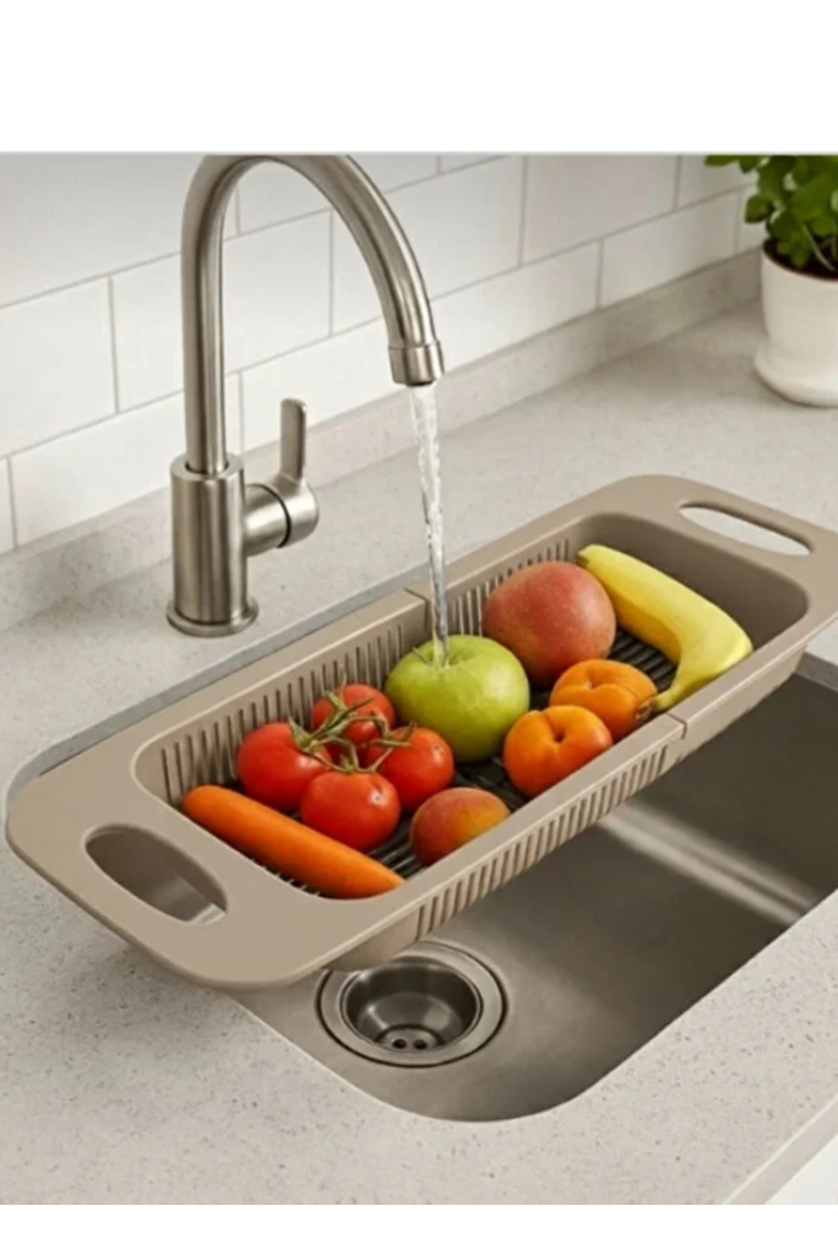 Adjustable Sliding Sink Strainer Vegetable Fruit Dryer