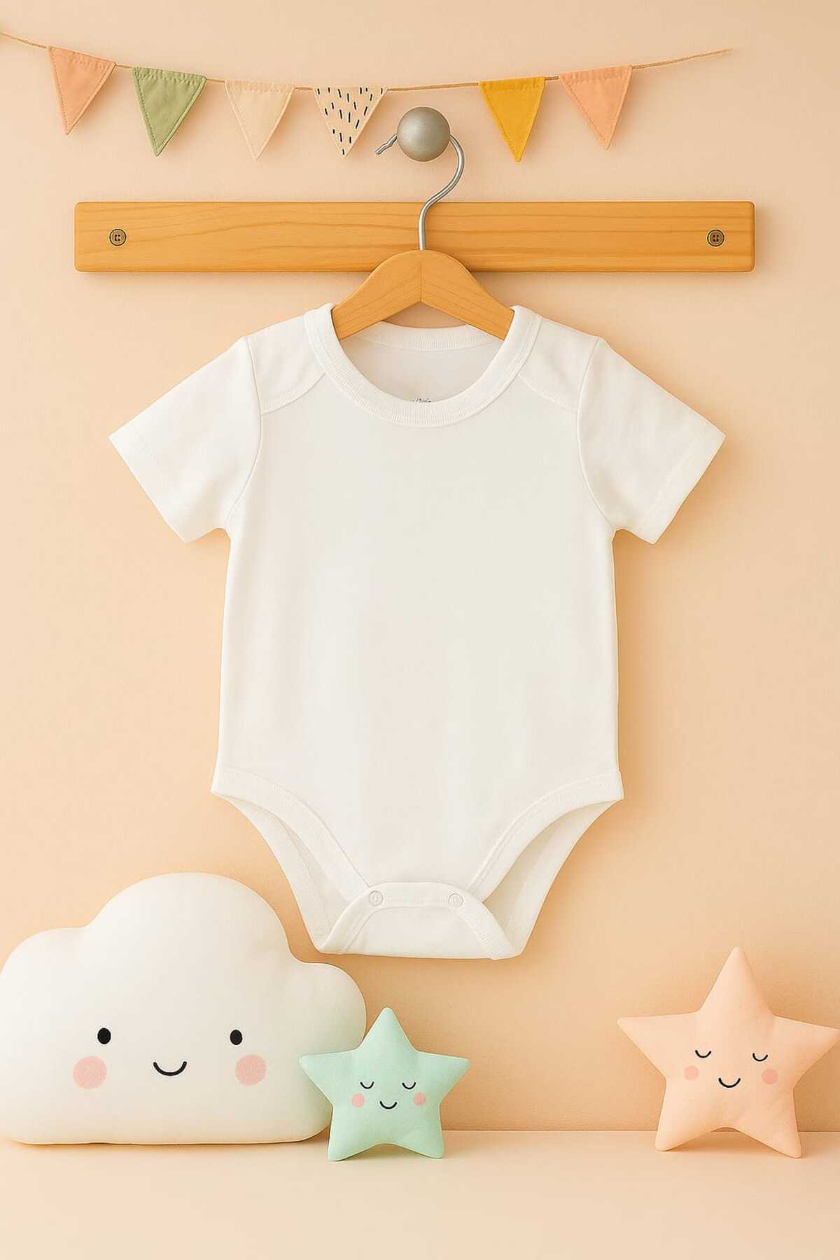 enmodaiçgiyim 5 Adet %100 Pamuklu Kısa Kol Bebek Zıbın-1. Kalite, Yumuşak, Unisex (Kız/Erkek) Çıtçıtlı Atlet Body fotoğrafı 3 (önizleme)