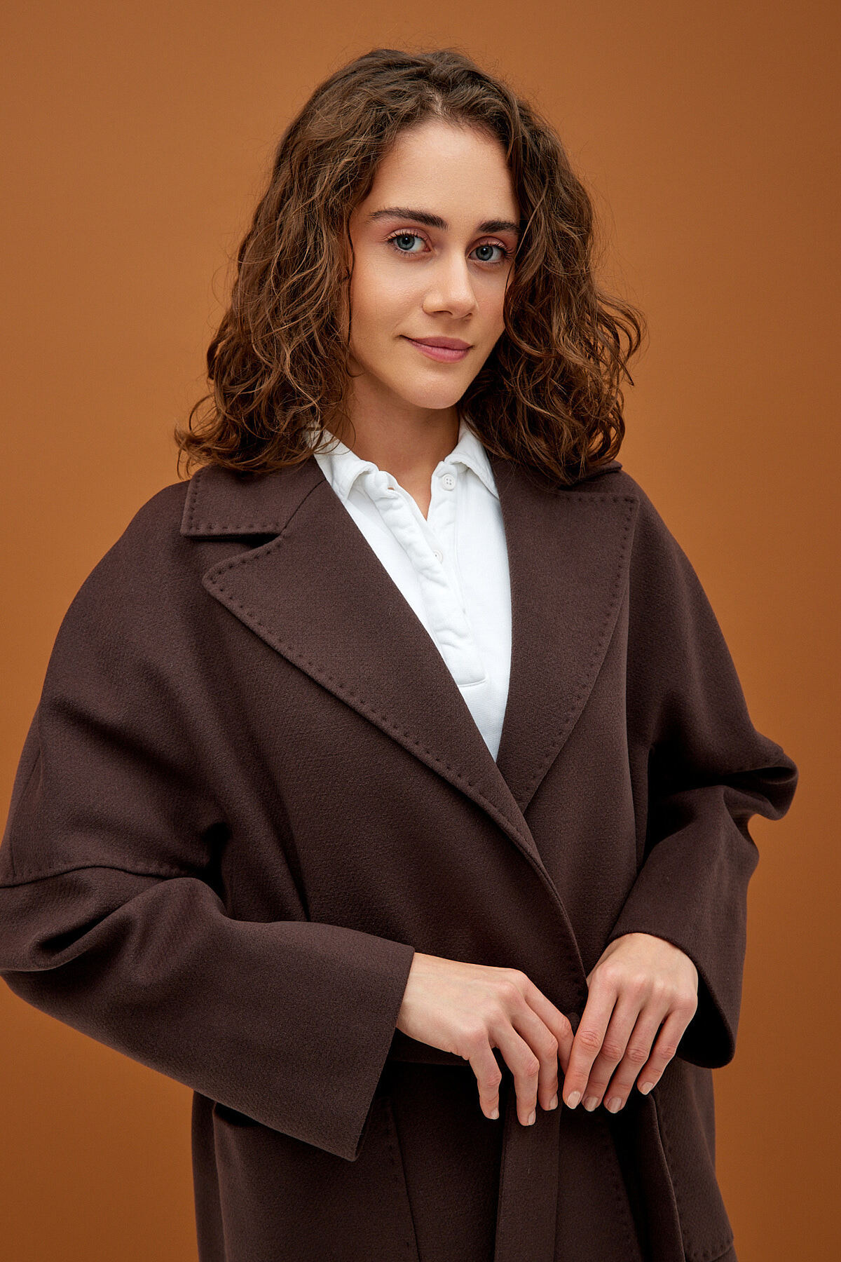 KENT Koyu Kahverengi Modern Oversize Geniş Cepli Palto görsel 6