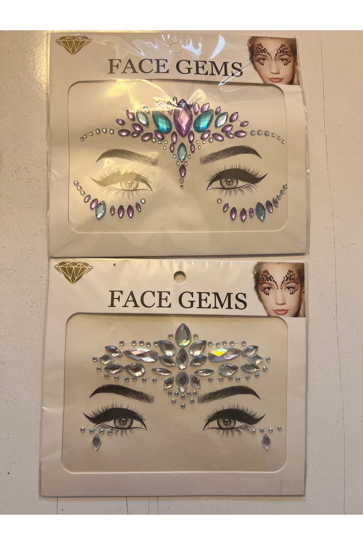 Airbrush Tattoo Face Gems 2 Adet Birden Yapışkanlı Yüz Taşı Sticker Model1