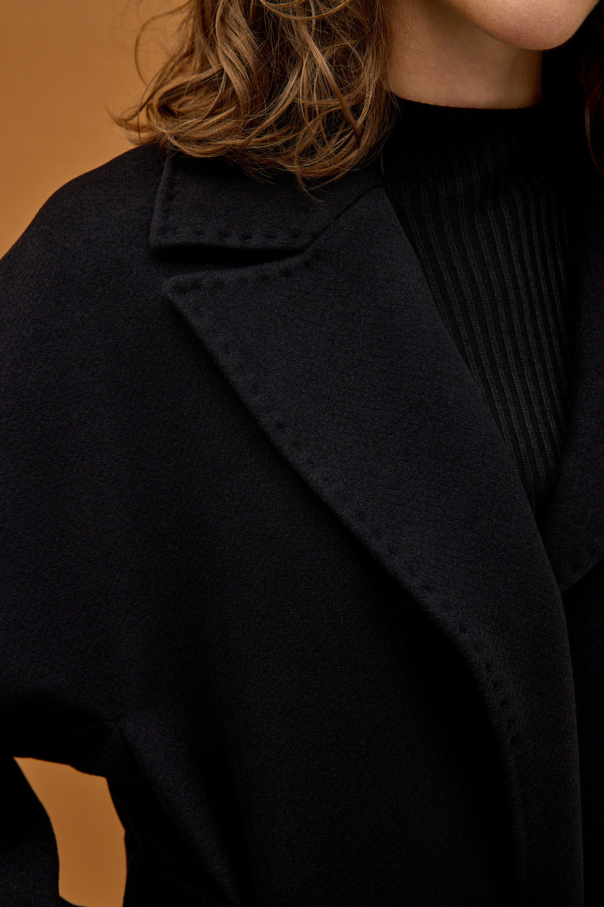 KENT Siyah Modern Oversize Geniş Cepli Palto görsel 7