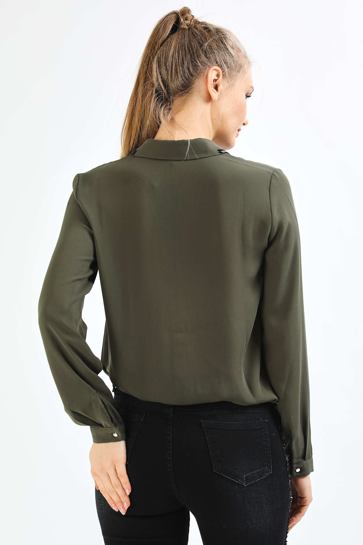 PERA MODA  Yakası Boncuk Özellikli Gömlek - Görsel 5