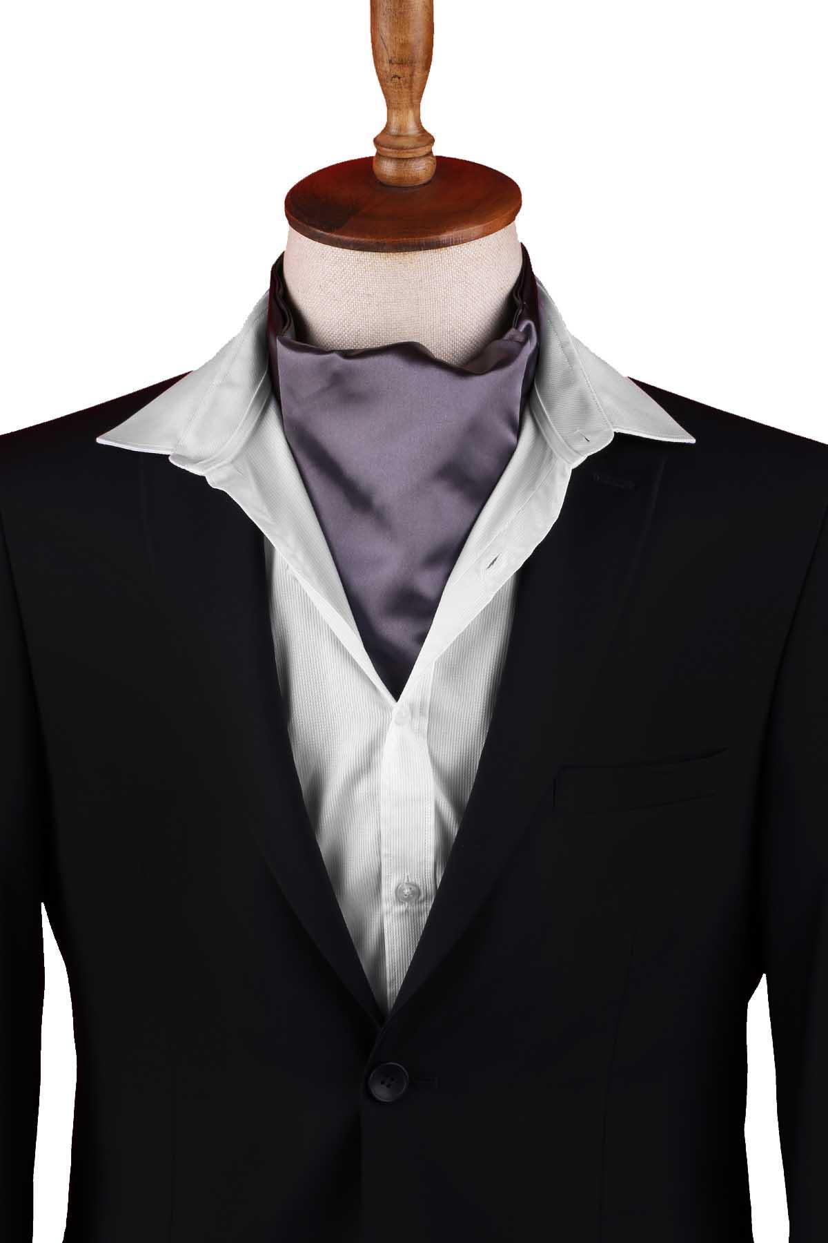  شال گردن مردانه ساده خاکستری دودی Ascot K674