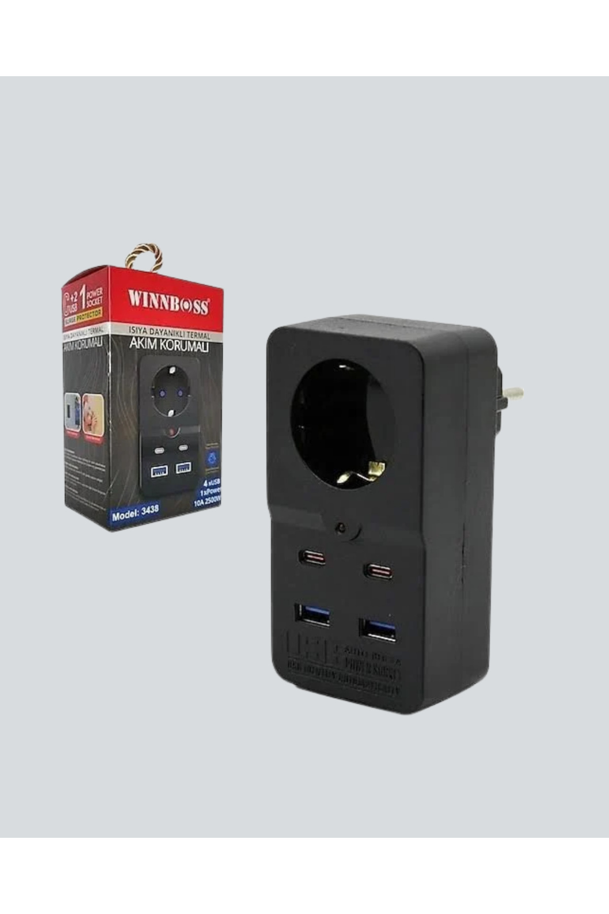 UCUZTEKNO Termal Korumalı Priz Otomatik Çocuk Kilidi 4 USB Type C fotoğrafı 3 (önizleme)