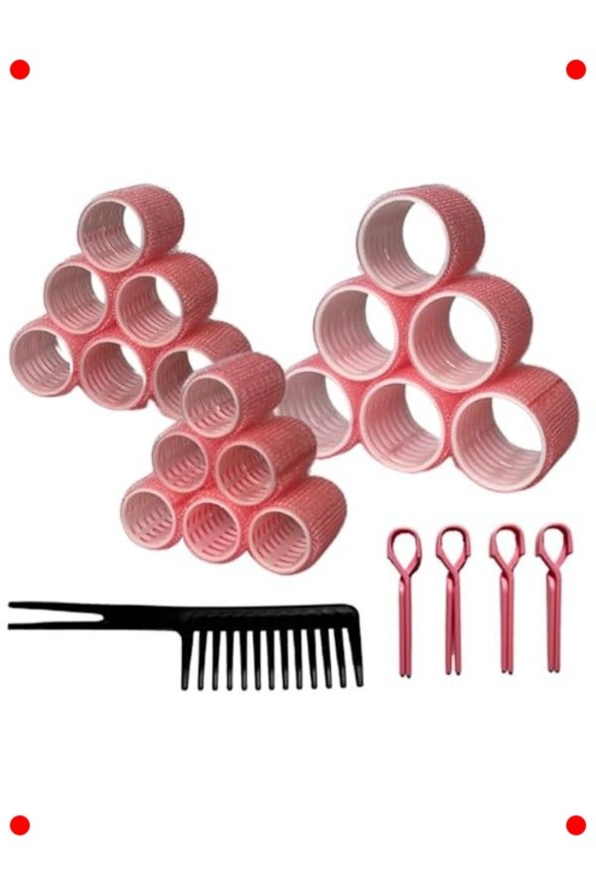 markentegra Isısız 37 Parça Saç Bigudisi Seti (Pembe)