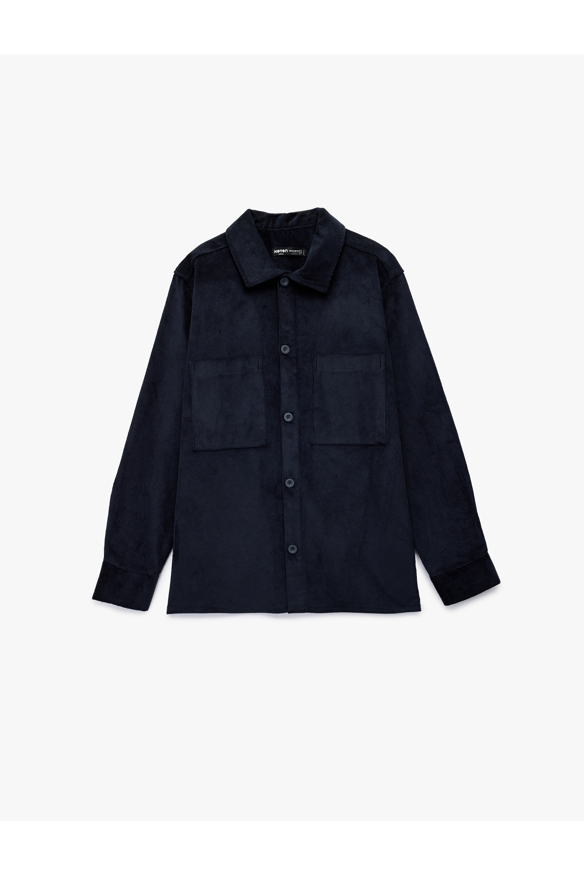 کوتون ژاکت پیراهن نخی آستین بلند جیب‌دار یقه کلاسیک طرح معمولی از جنس مخمل کبریتی