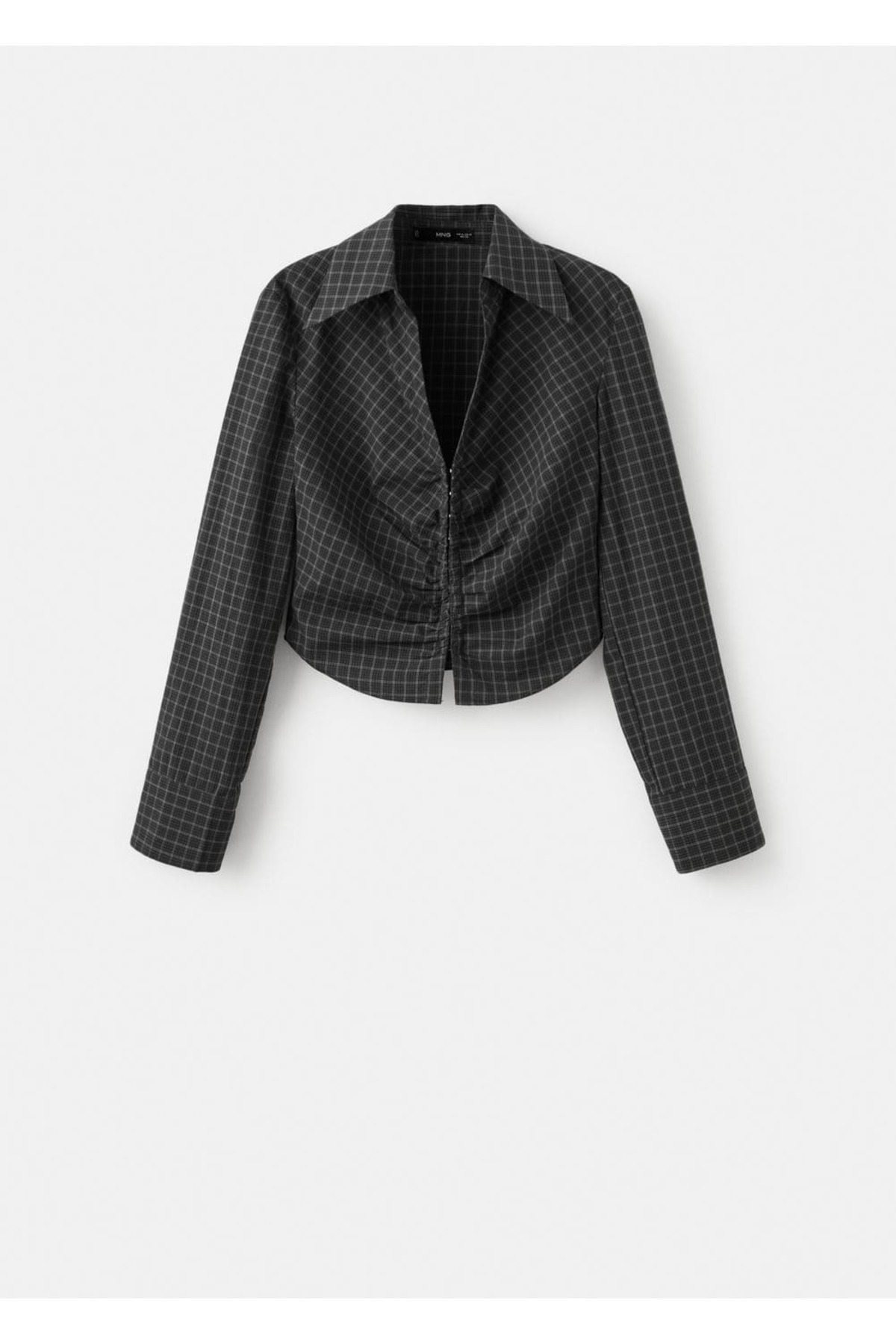 MANGO  Büzgülü kareli bluz - Görsel 4