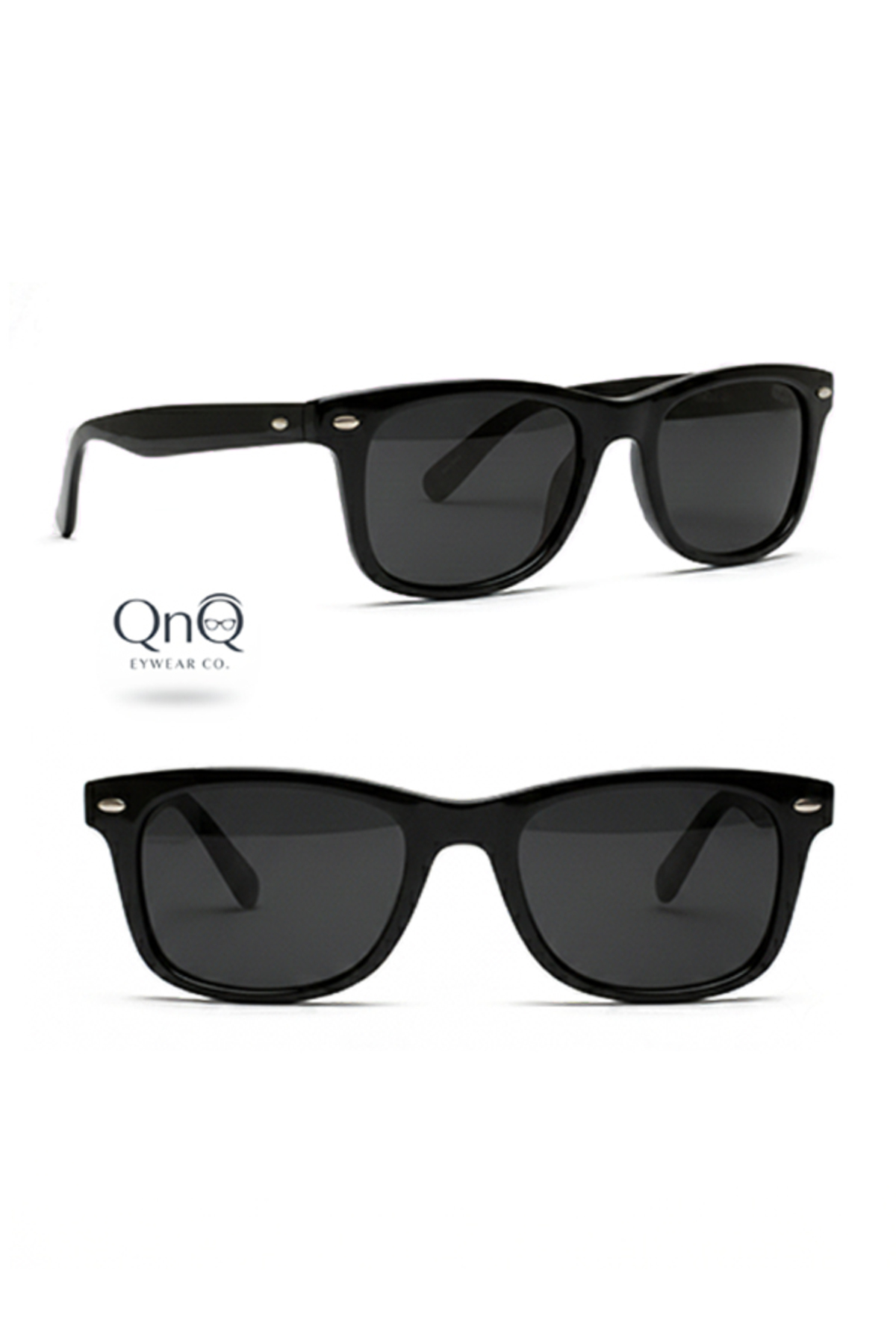 QnQ Siyah Unisex Güneş Gözlüğü Trend Güncel Model görsel 2