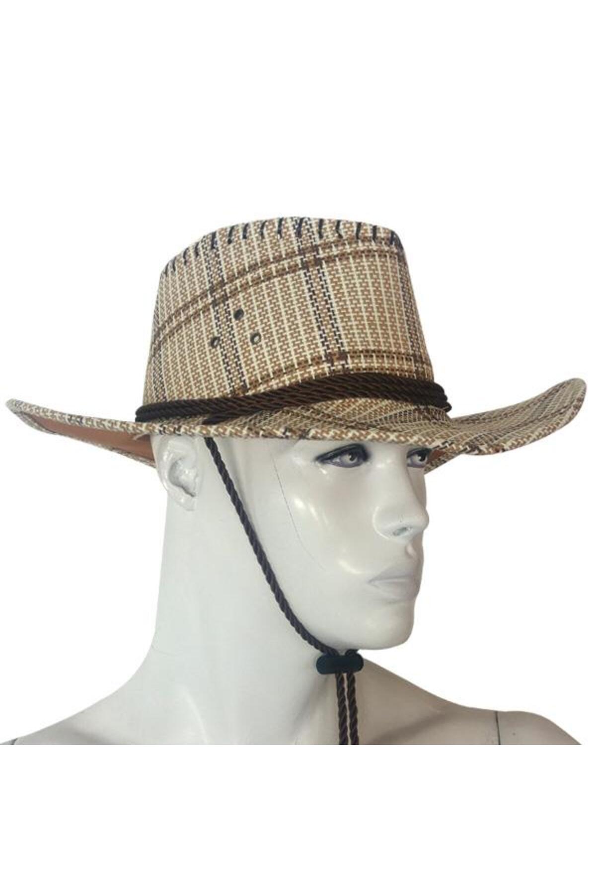 SAVEX HS-11079 Kovboy Şapka Desenli Bej
