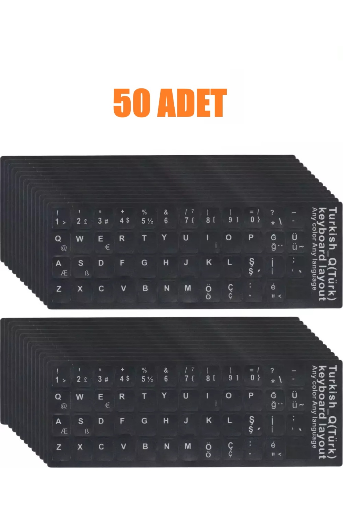 50 Adet Türkçe Q Klavye Sticker Notebook Pc Uyumlu Klavye Etiketi Silinmez Yapışkanlı Türkçe Harfler