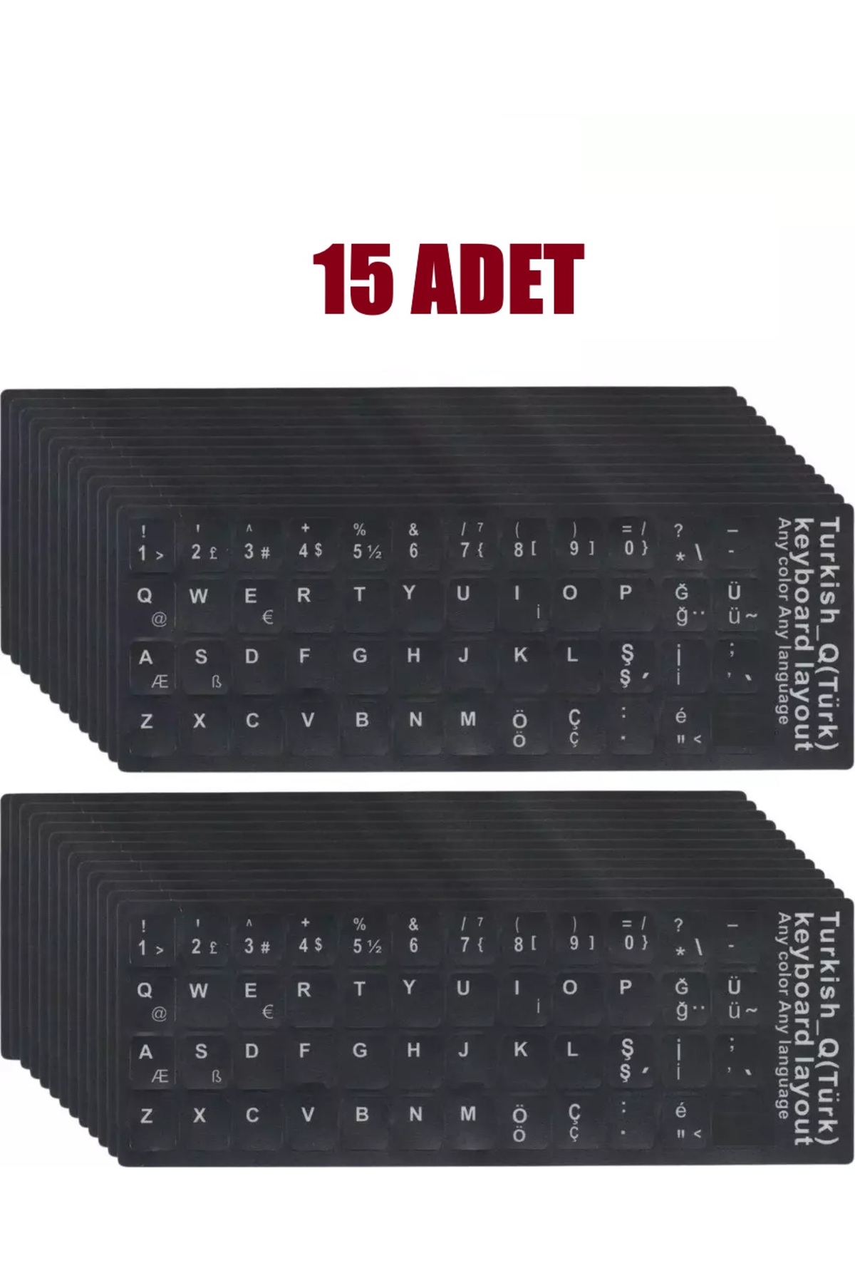 15 Adet Türkçe Q Klavye Sticker Notebook Pc Uyumlu Klavye Etiketi Silinmez Yapışkanlı Türkçe Harfler