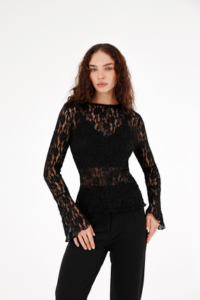 Evermade Trompet Kol Dantel Bluz