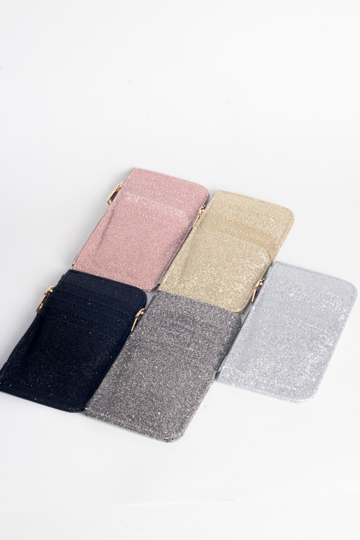 dericom  Kadın Simli Fermuarlı Pembe Cüzdan – Kart Bölmeli İnce Model - Görsel 4