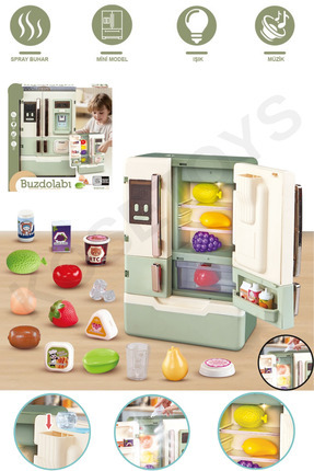 kosetoys Oyuncak Buzdolabı Buharlı Sesli ve Işıklı Gerçekçi 28 parça