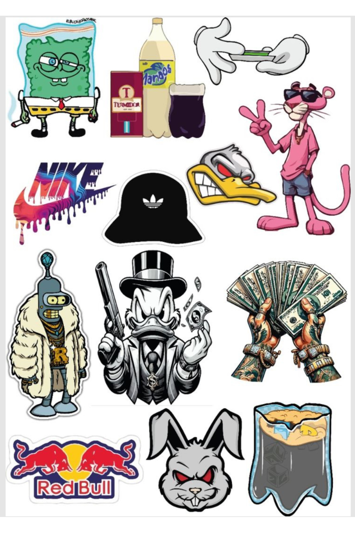 Limitless Design Karışık Karikatür & Sokak Tarzı Sticker Seti – 12