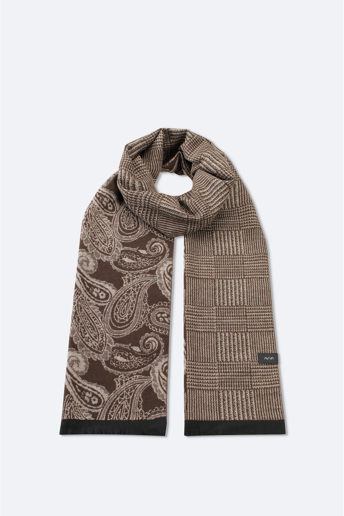Avva Erkek Kahve Desenli Püsküllü Şal A52Y9407