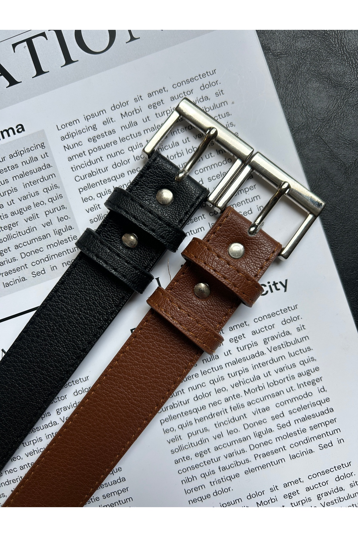 2pcs Lyric Square Patterned Women Silver Buckle Belt Jacket Belt Dress Belt Pants Belt