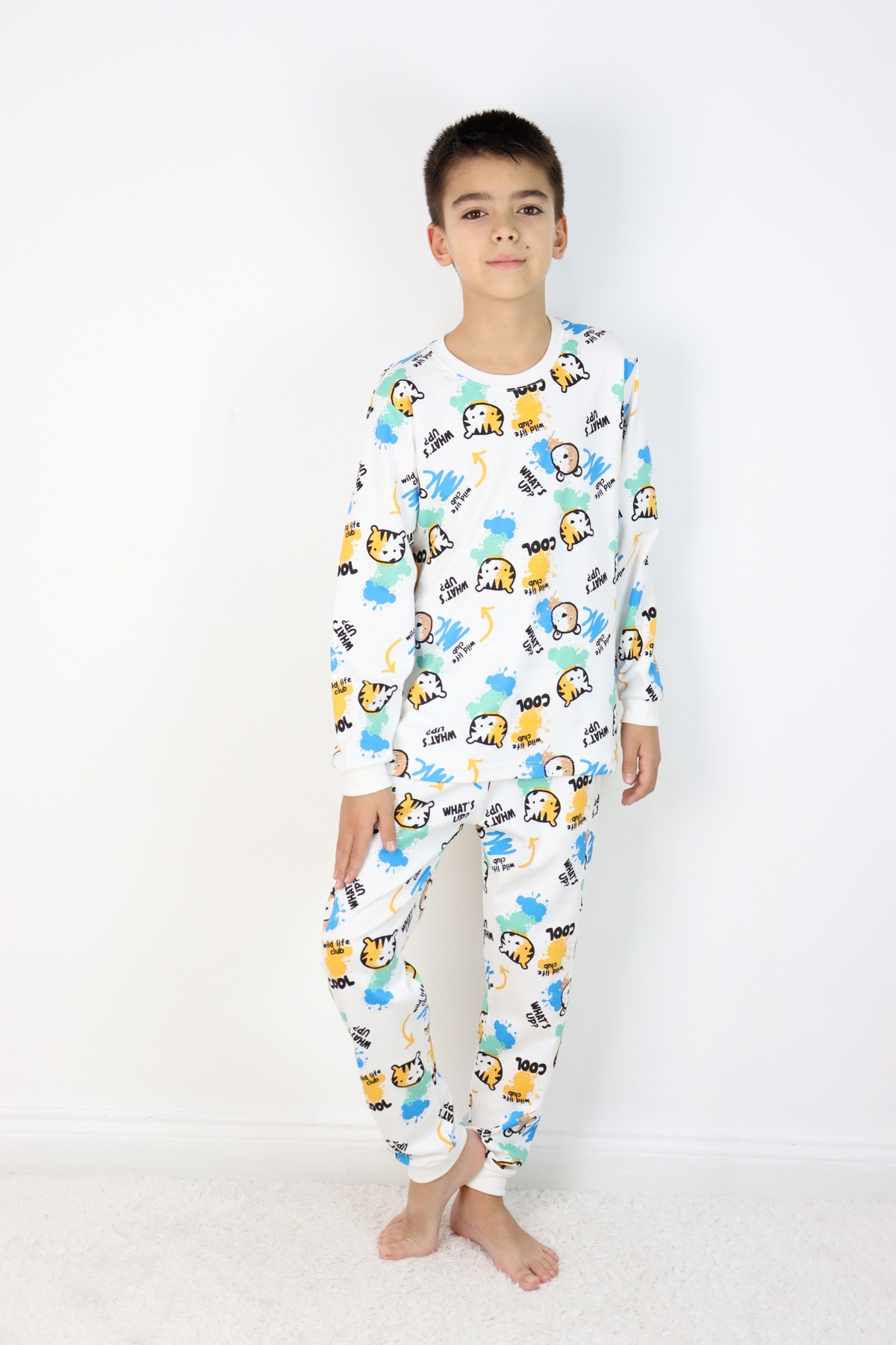 HARİKA KİDS Erkek Çocuk Baskılı interlok Kumaş Uzun Kollu Pijama Takımı fotoğrafı 4 (önizleme)