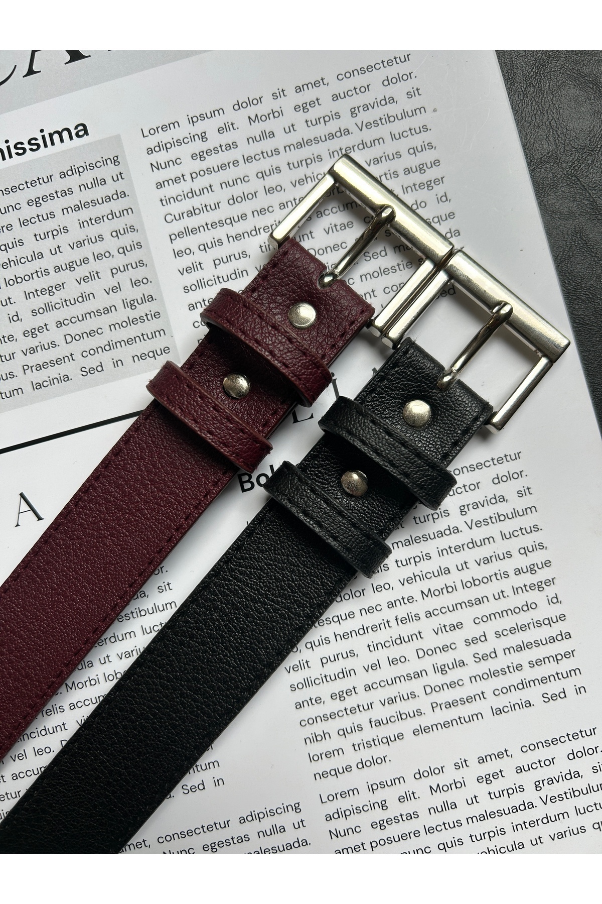 2pcs Lyric Square Patterned Women Silver Buckle Belt Jacket Belt Dress Belt Pants Belt