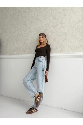 Your Shine KEMER APOLET TOKALI DETAYLI BAGGY BOL PAÇA JEANS