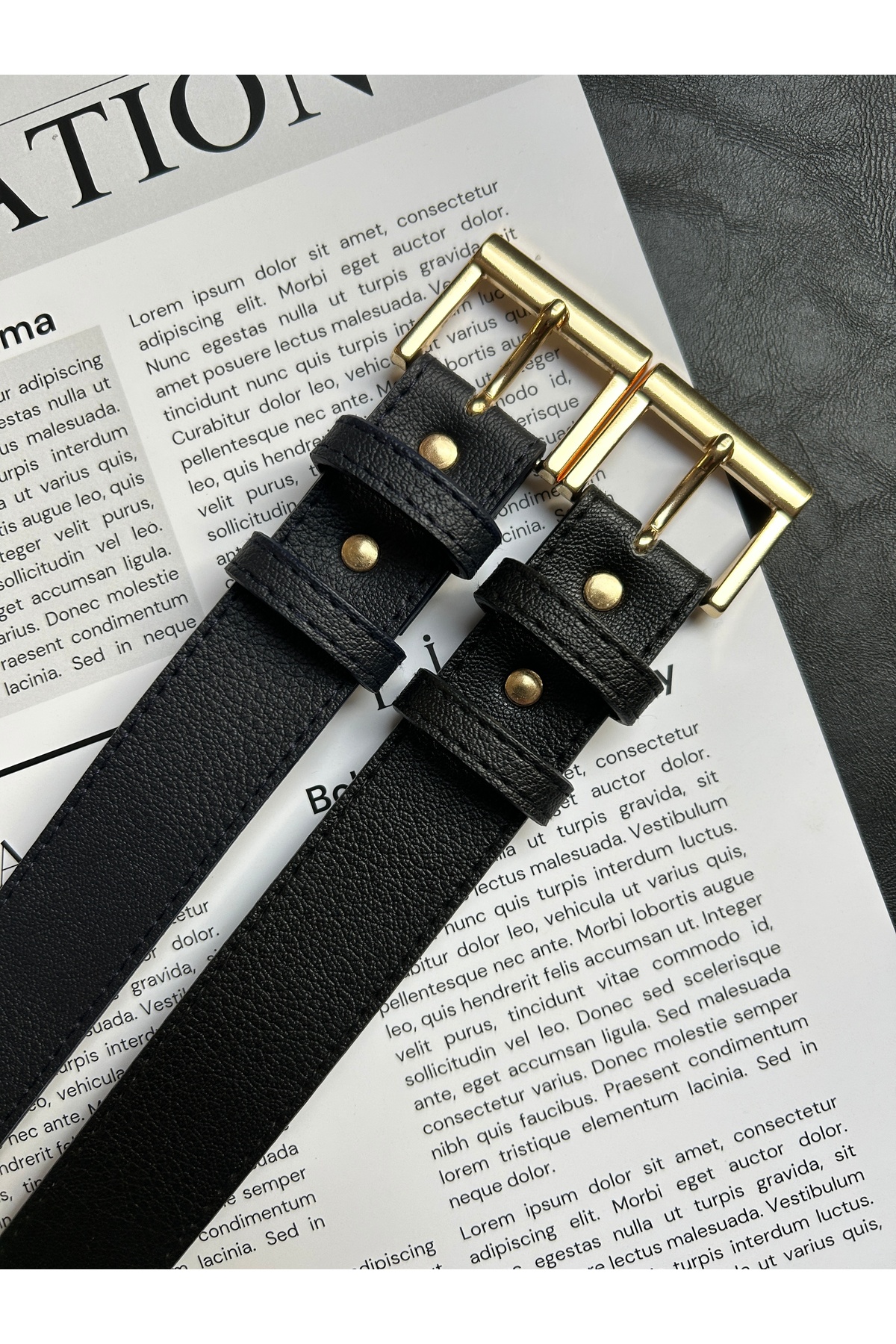 2pcs Lyric Square Patterned Women Gold Buckle Belt Jacket Belt Dress Belt Pants Belt