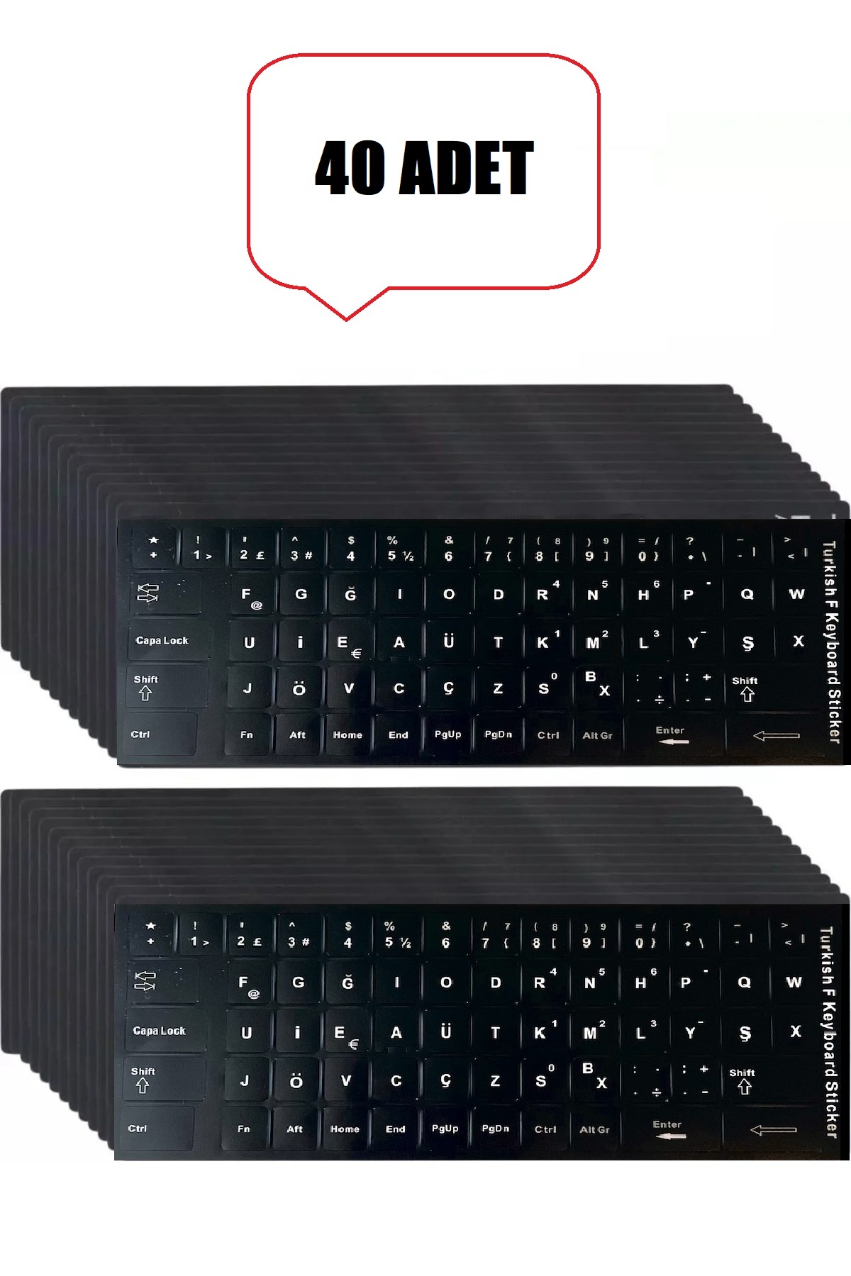 40 Adet Türkçe F Klavye Etiketi Laptop Pc Sticker Kaliteli PvcKeyboard Sticker PVC Harf Çıkartmaları