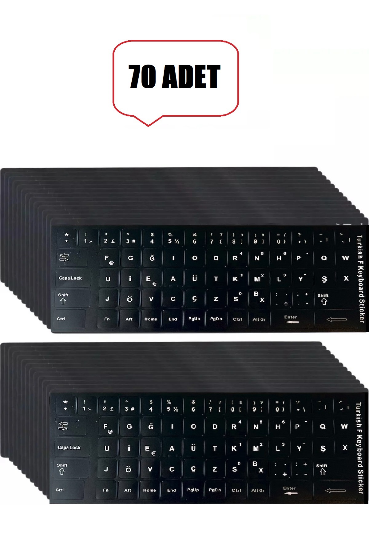 70 Adet Türkçe F Klavye Etiketi Laptop Pc Sticker Kaliteli PvcKeyboard Sticker PVC Harf Çıkartmaları