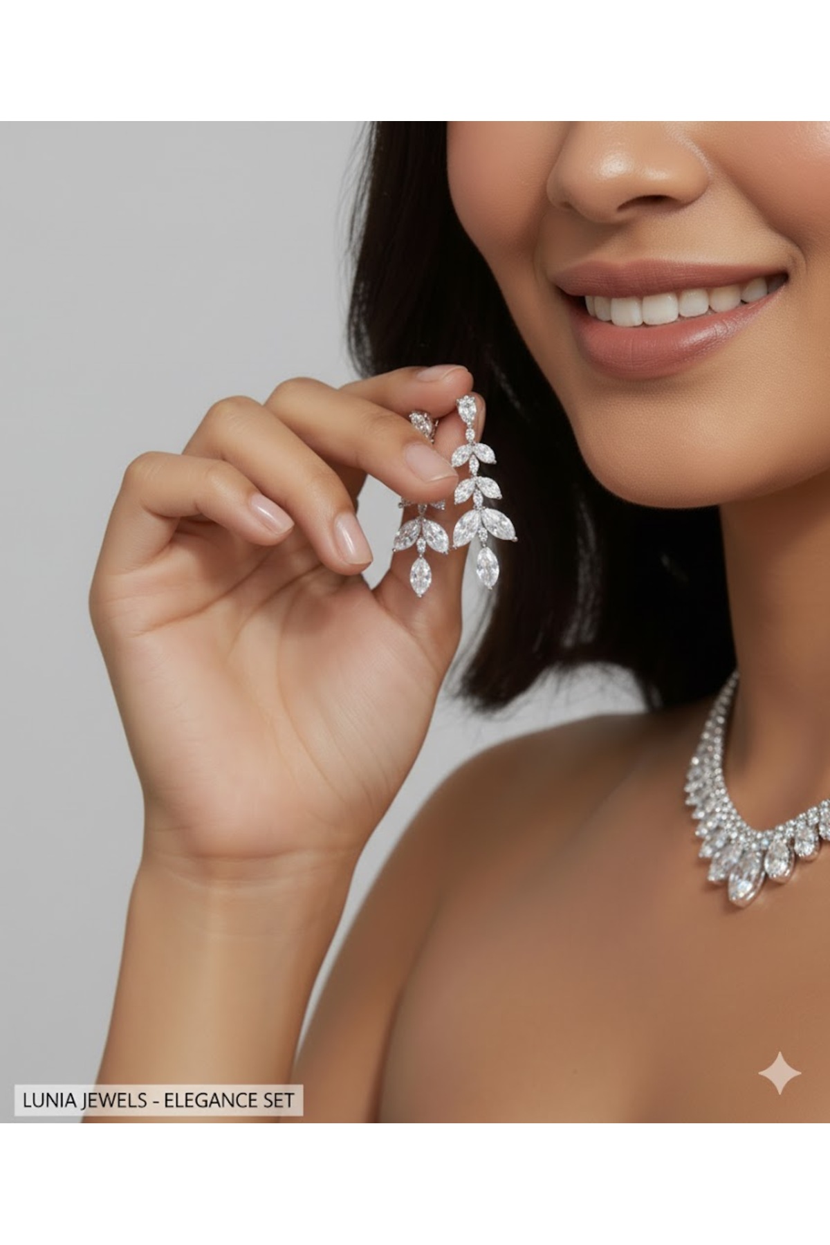 طقم مجوهرات الزفاف من حجر الزركون، قلادة وأقراط، إ...