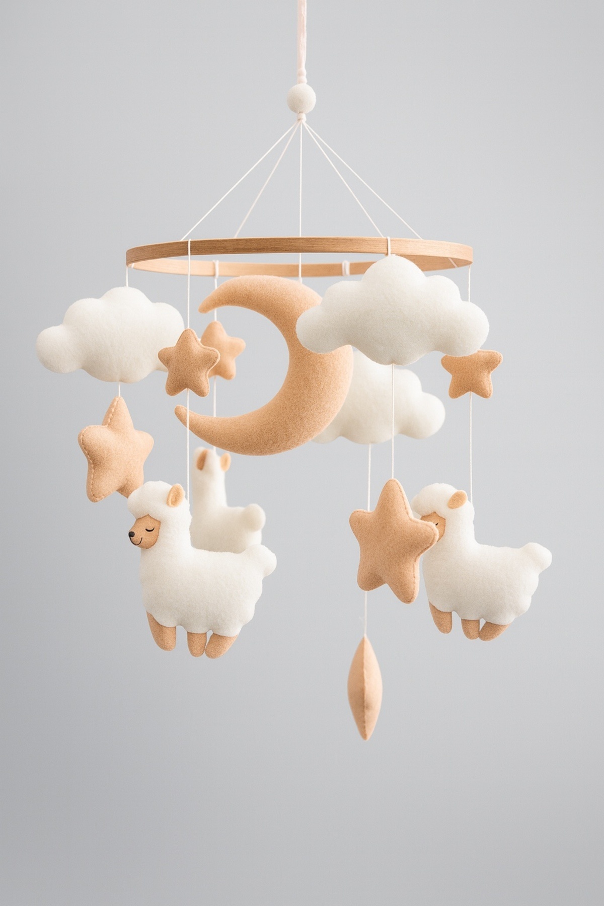 FN Keçe Bebek Beşik Dönencesi | El Yapımı | Pastel Tonlarda Bebek Odası Süsü | Montessori Uyumlu