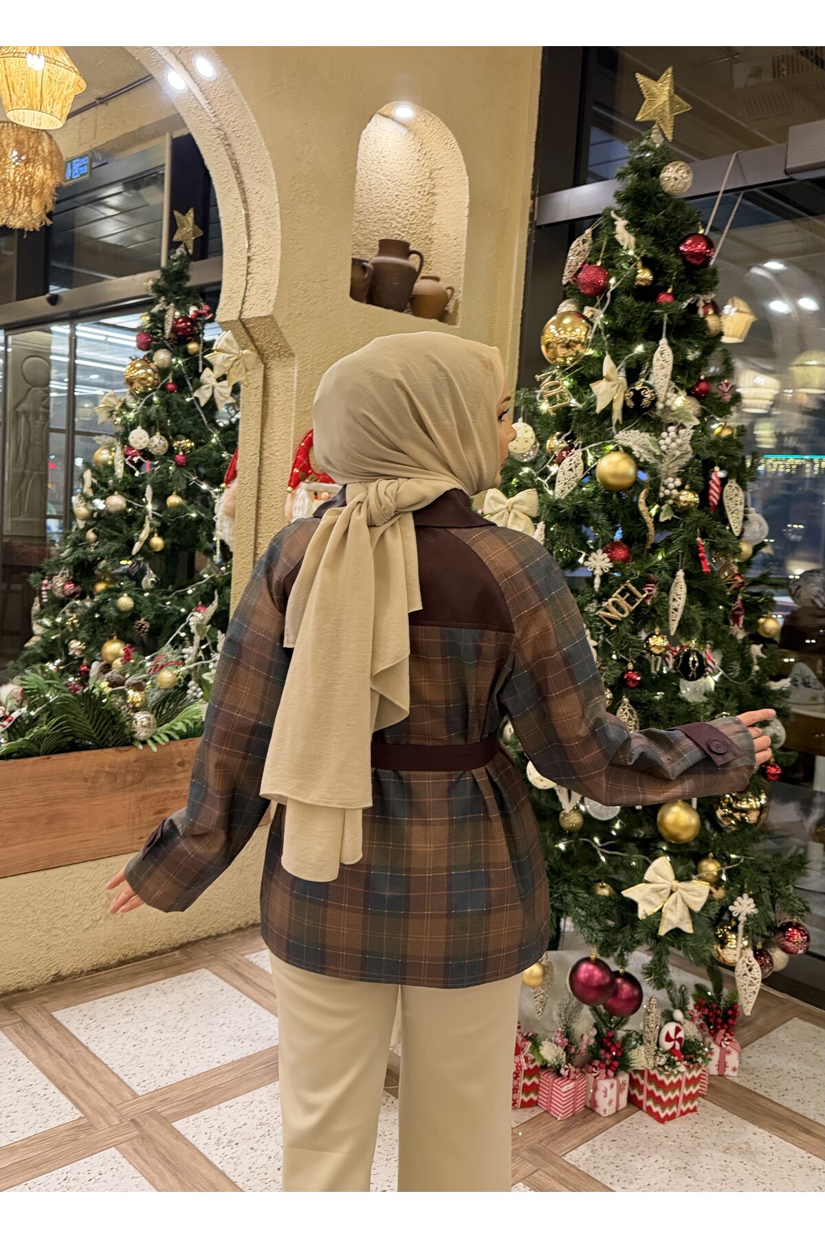 RİELLA Deri Detaylı Ekose Ceket fotoğrafı 7 (önizleme)