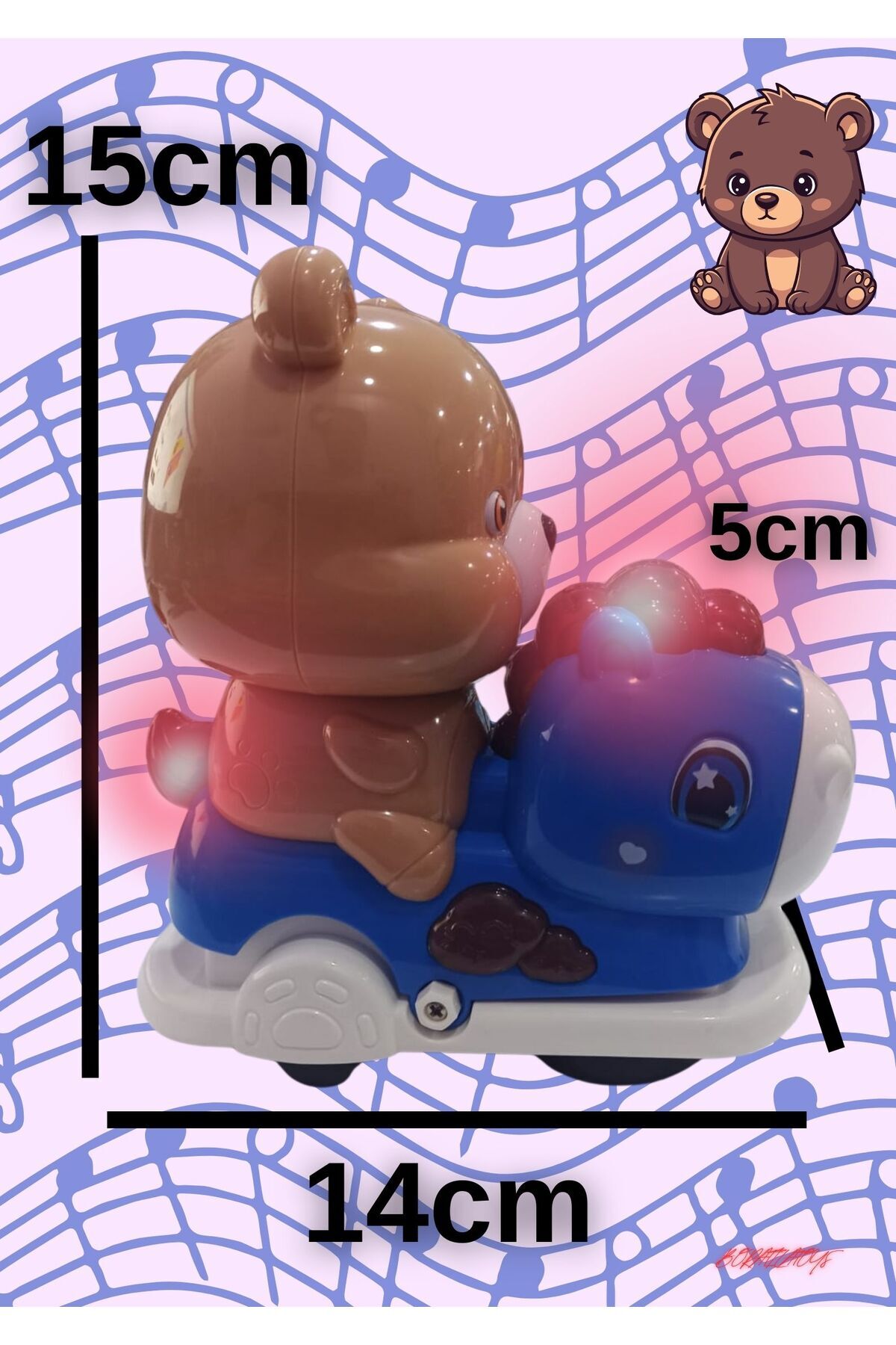 Boratila Toys Işıklı Müzikli Çarp Dön Emeklemeye Yardımcı Sevimli Atlı Karınca Ayıcık Oyuncak fotoğrafı 2 (önizleme)